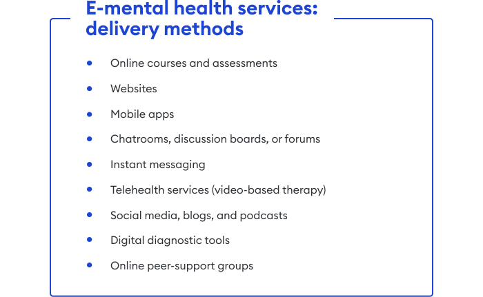 E-mental health services content types