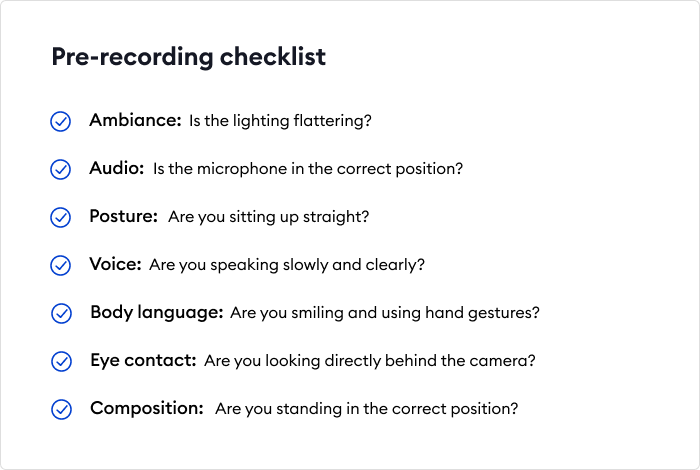 Pre-recording checklist