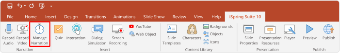 Manage Narration Manage Narration