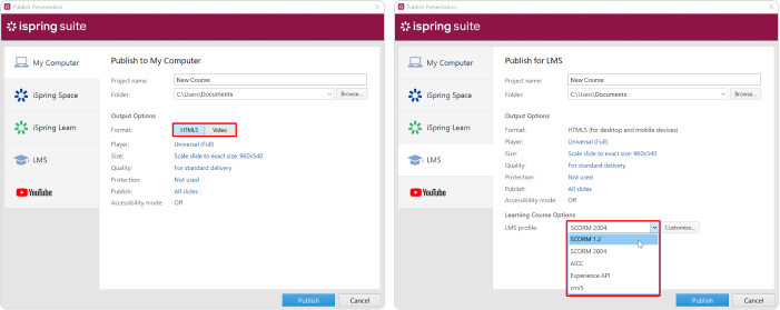 iSpring Suite's Publish Options iSpring Suite's Publish Options