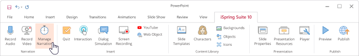 Manage Narration in iSpring Suite