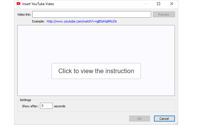 Inserting a YouTube video