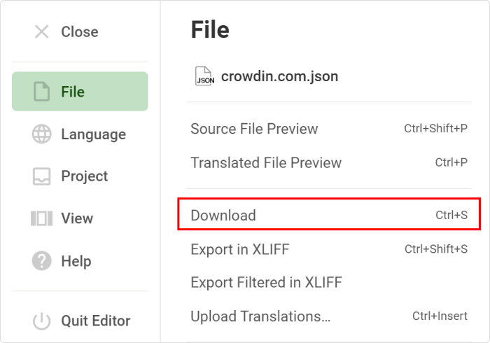Crowdin Download in XLIFF Crowdin Download in XLIFF