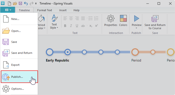 Publish a timeline