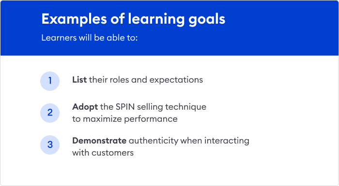 Learning goals examples