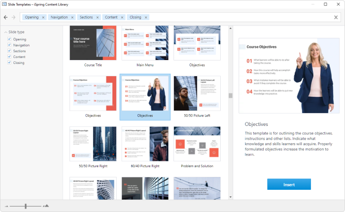 Slide templates in iSpring Suite