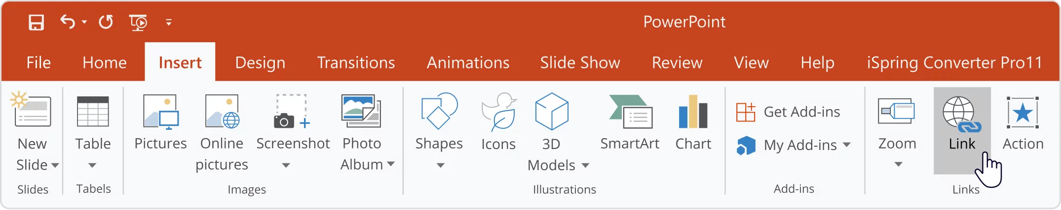 Create New Document in the Insert Link window