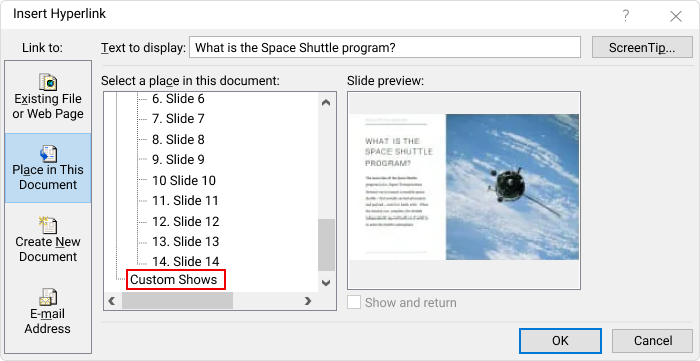 Custom shows in PowerPoint