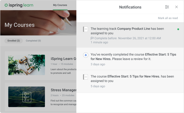 iSpring Learn interface iSpring Learn interface