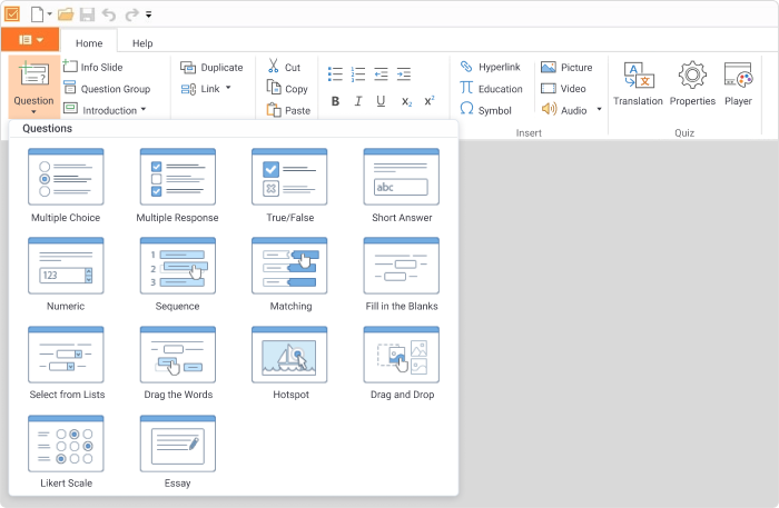 Quiz templates Quiz templates in iSpring Suite