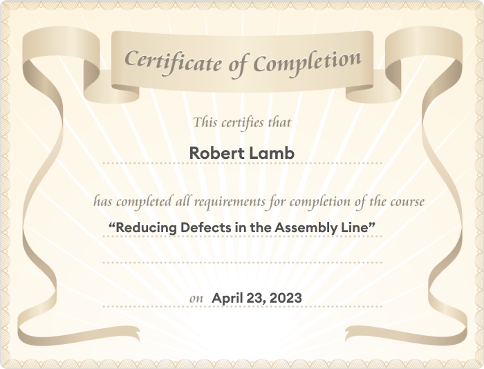 Certificate of completion in iSpring Learn
