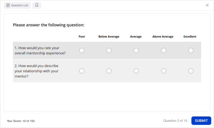 Mentee surveys