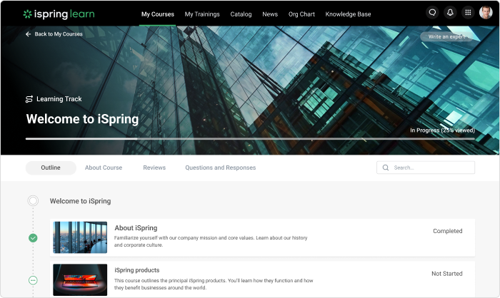 iSpring Learn interface iSpring Learn LMS