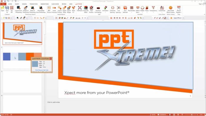 pptXTREME ColorPicker PowerPoint add-in