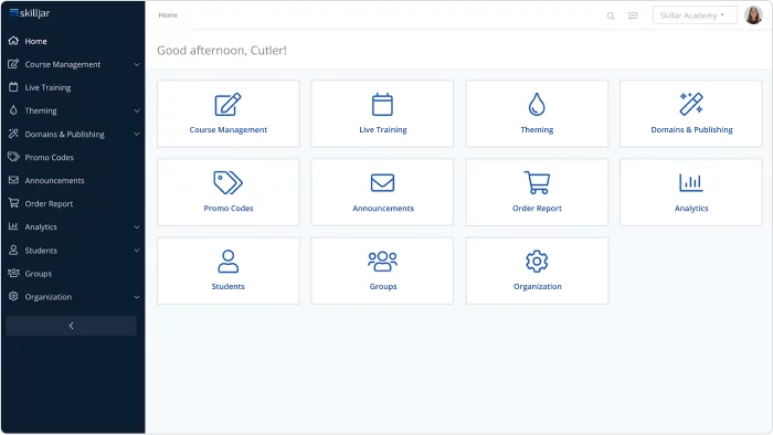 Skilljar interface Skilljar