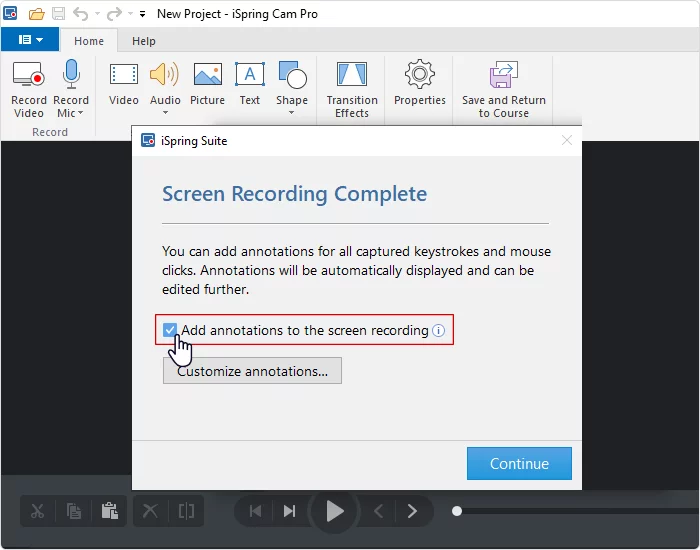 Add annotations to the screen recording Add annotations to the screen recording