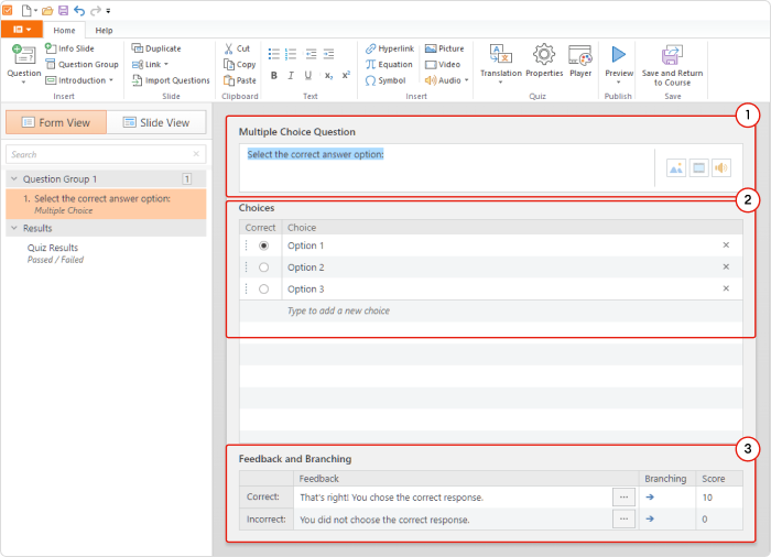 iSpring Quizmaker settings