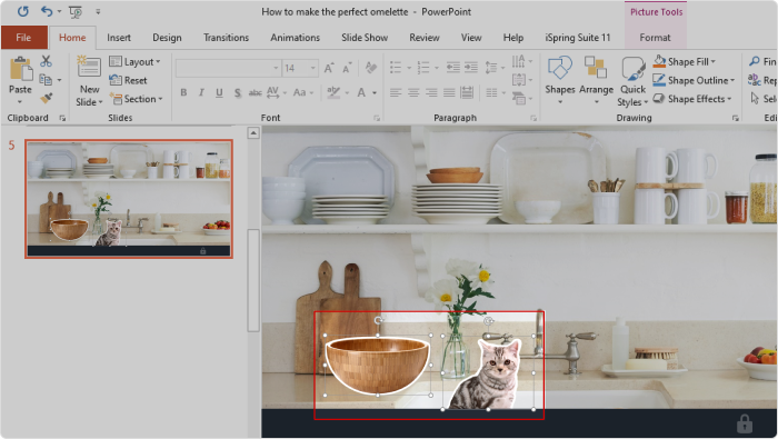Adding the pictures in PowerPoint