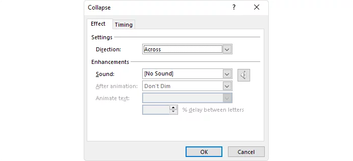 Animation effect settings