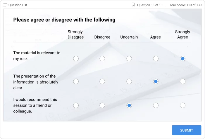 Online survey Survey created in iSpring Suite