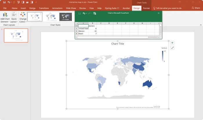 The world map in PowerPoint The world map in PowerPoint
