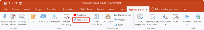 Insert a web object in your PowerPoint slide