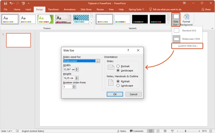 Beginning with choosing the page format for the digital flipbooks