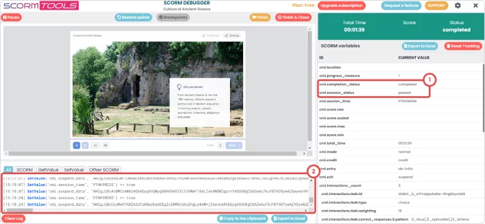 Completion and Success statuses in SCORM Tools platform