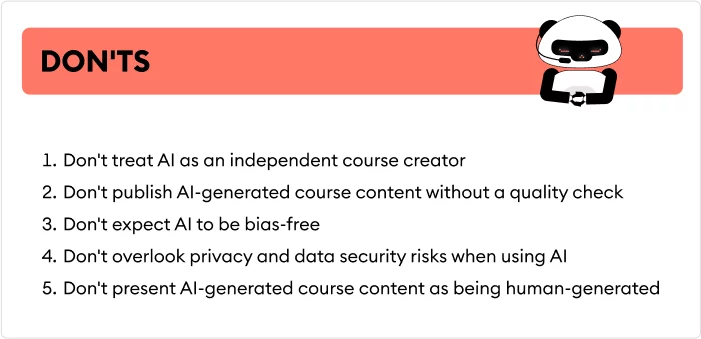 AI course creation don'ts