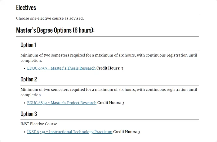 Elective course options for UHCL’s online master’s program