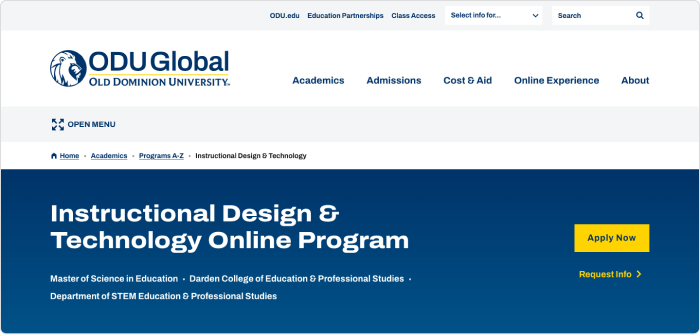 Online Master’s in Instructional Design & Technology from Old Dominion University