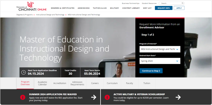 Online MEd in Instructional Design and Technology: Teaching Specialization from the University of Cincinnati