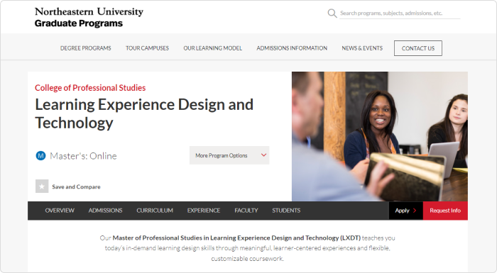 Online Master of Professional Studies in Learning Experience Design and Technology (LXDT) from Northeastern University
