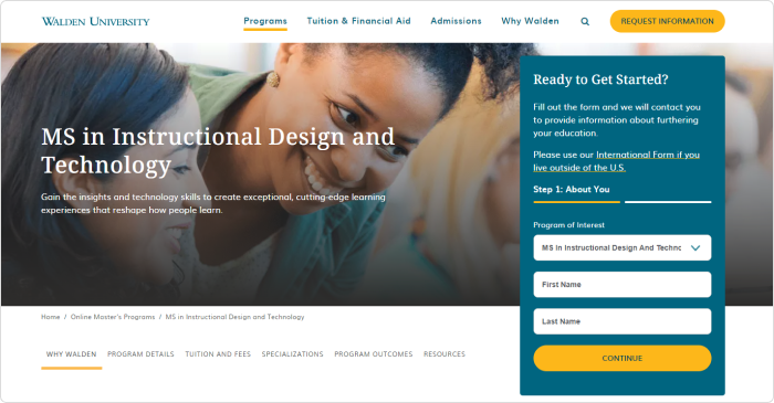 Online Master of Science in Instructional Design and Technology from Walden University