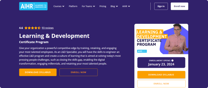 Learning & Development Certificate Program by AIHR