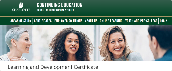Learning and Development Certificate by the UNC Charlotte School