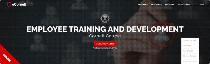 Employee Training and Development Course by Cornell University