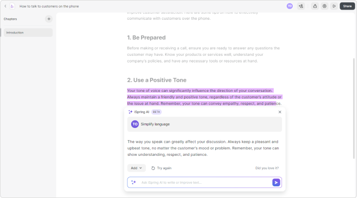 Simplify language functionality in iSpring AI