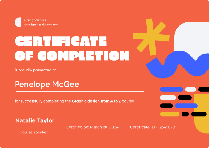 Creative course completion certificate template