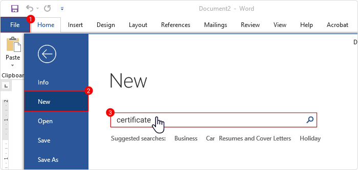 Completion certificate in Word