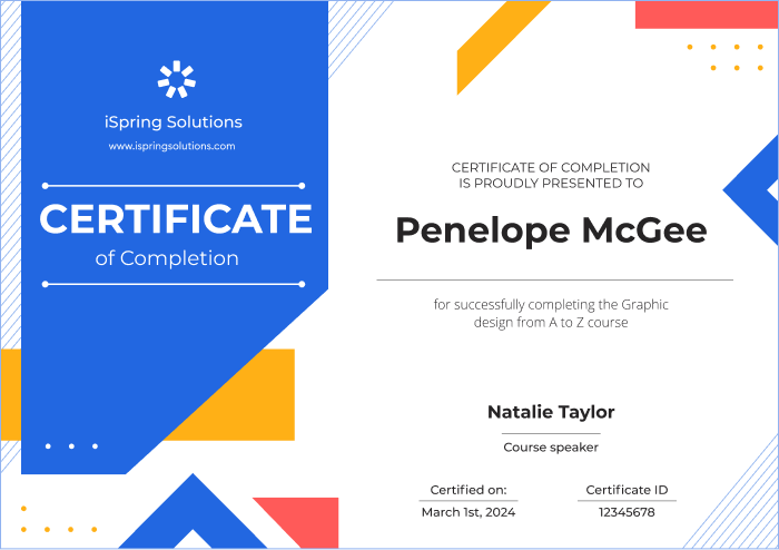 Creative completion certificate