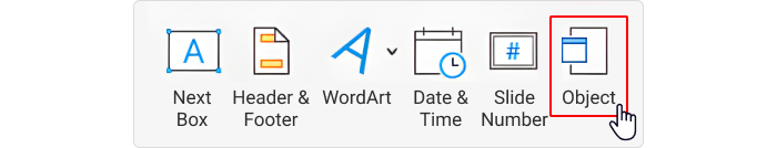 Insert Oblect option in PowerPoint