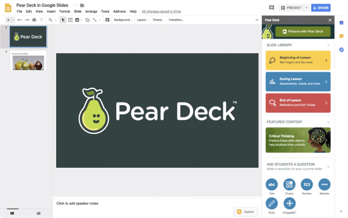 Pear Deck – an interactive presentation tool for teachers