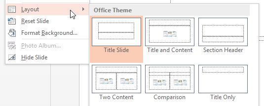 Layout settings in PowerPoint