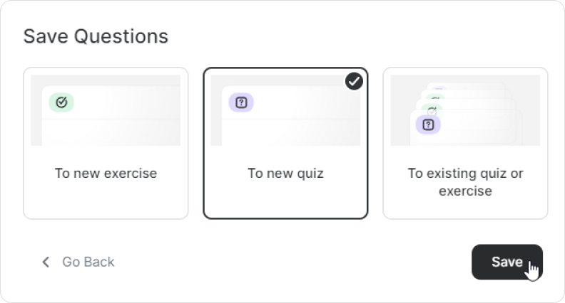 Save Questions option