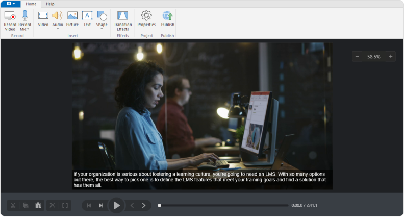 Adding subtitles in an online course