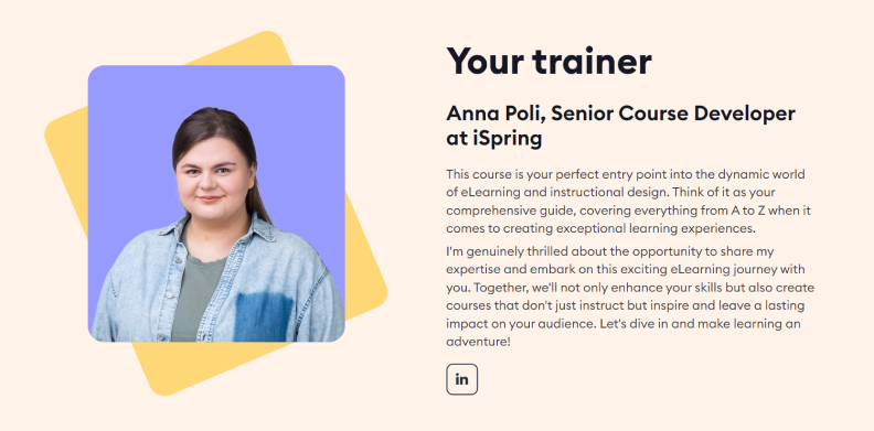 Anna Poli, Senior Course Developer at iSpring, speaker of the course