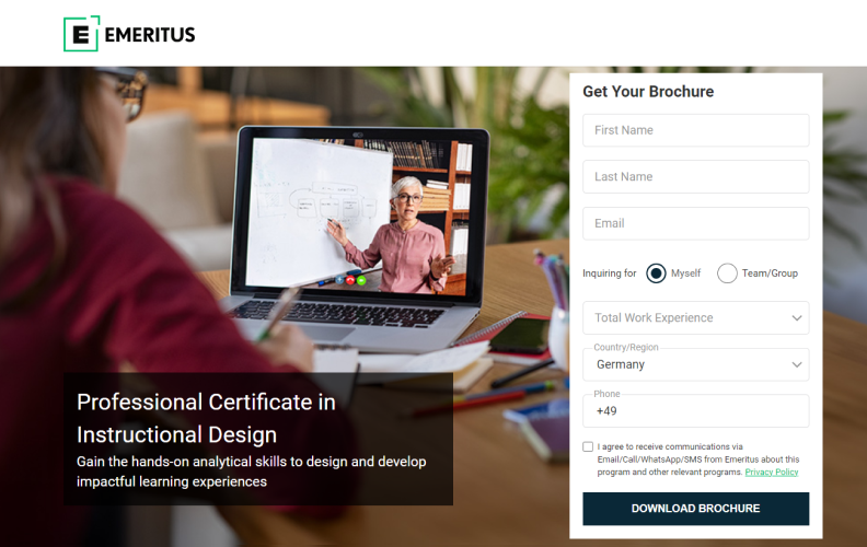 Professional Certificate in Instructional Design by Emeritus