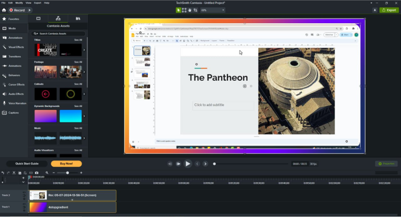 Camtasia's media library
