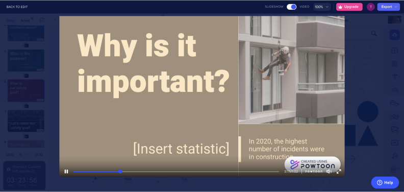 Powtoon's video presentation options